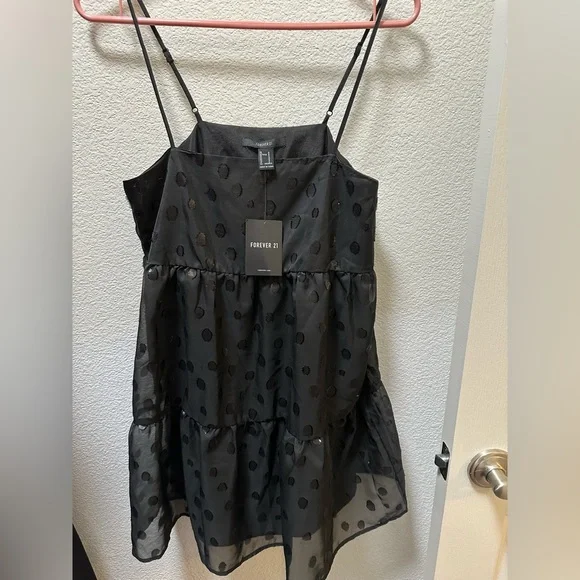 NWT: Black chiffon babydoll dress - Picture 3 of 4